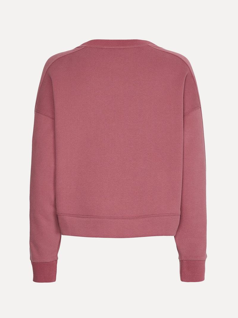 Női Tommy Hilfiger Organic Pamut Crewneck Pulóverek Piros | HU 395ILH